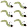 The Fly Fishing Place Tungsten Bead Chartreuse Wormy Mop Fly Tactical Jig Czech Euro Nymph Barbless Nymphing Fly - 6 Flies Size 14 view 1