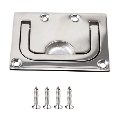 1 Pack Stainless Steel 316 Marine Boat Pull Ring Deck Hatch Flush Pull Lift Handle Ring Door Knobs Handles Pull Ring Free Screws (1PACK, Size (L x W)76 * 57mm/2.99 * 2.24inch)