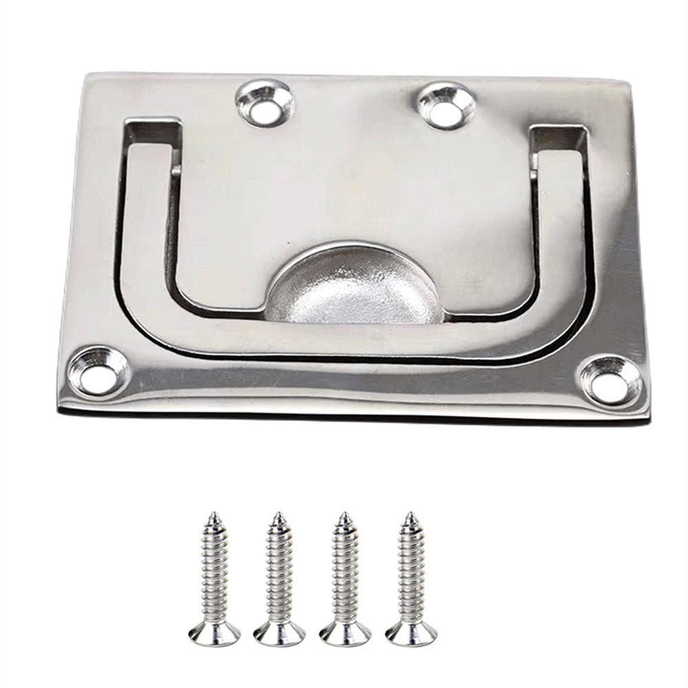 1 Pack Stainless Steel 316 Marine Boat Pull Ring Deck Hatch Flush Pull Lift Handle Ring Door Knobs Handles Pull Ring Free Screws (1PACK, Size (L x W)76 * 57mm/2.99 * 2.24inch)