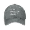 I'm Not Ignoring You. I'm Hard of Hearing Adjustable Cotton Peaked Cap Available for Men Women Gray view 2