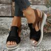 Orthopedic Wedge Sandals for Women Summer Dressy Open Toe Ankle Strap Platform Sandals Casual Strappy Low Wedges Slip on Sandals Zipper Beach Sandals Dress Shoes Comfortable Outdoor (Black-a, 10) view 2