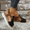 Orthopedic Wedge Sandals for Women Summer Dressy Open Toe Ankle Strap Platform Sandals Casual Strappy Low Wedges Slip on Sandals Zipper Beach Sandals Dress Shoes Comfortable Outdoor (Black-a, 10) view 4