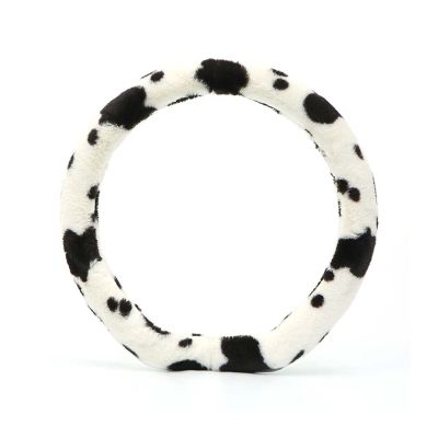 FUERU Car Steering Wheel Cover Set Car Steering Wheel Cover D Type Autumn and Winter Plush Elastic Breathable Car Interior