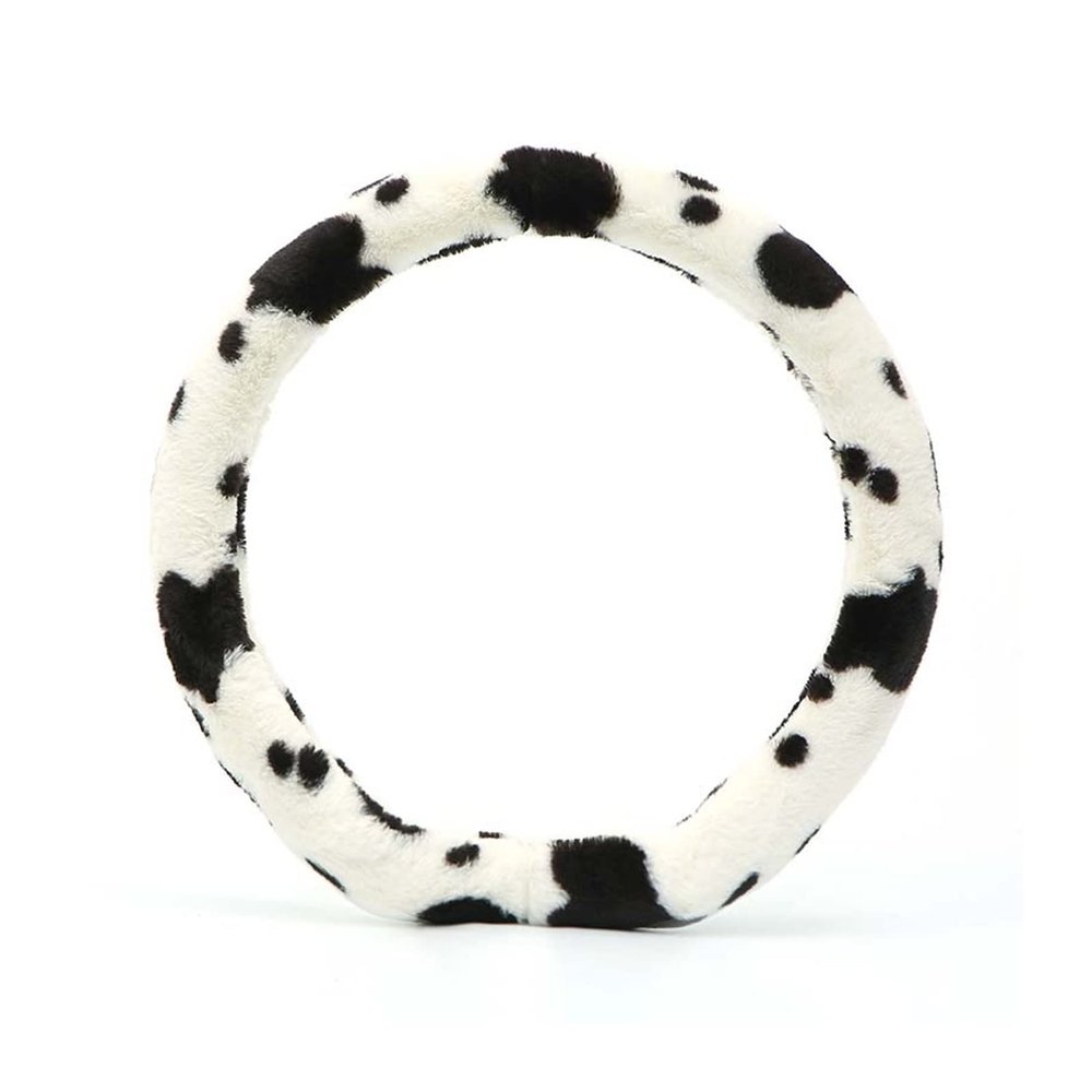 FUERU Car Steering Wheel Cover Set Car Steering Wheel Cover D Type Autumn and Winter Plush Elastic Breathable Car Interior