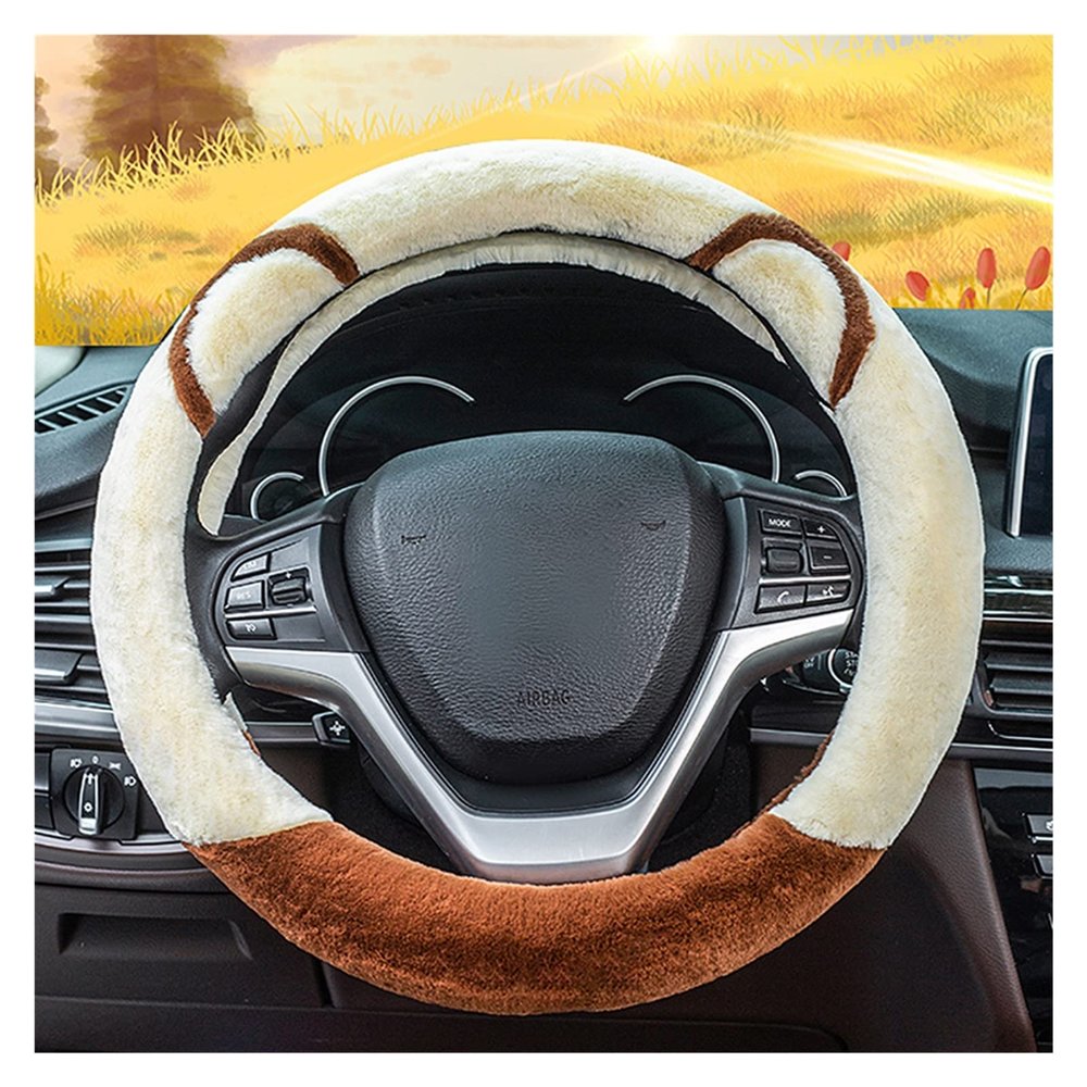 FUERU Car Steering Wheel Cover Set Universal Car Steering Wheel Cover Autumn and Winter Plush Comfortable Shock-Absorbing Car Interior (Color : 4#)
