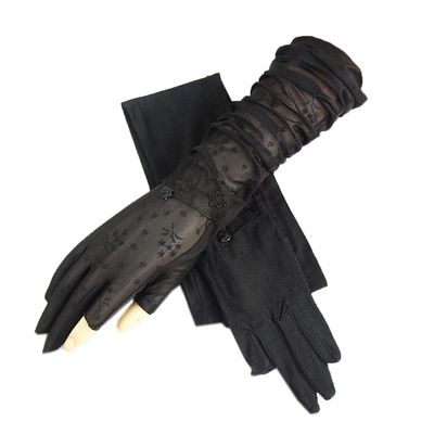 Flush of Dawn Summer Driving Sun Gloves Women Ice Silk UV Sun Protection Sleeves Sunscreen Gloves Anti-Skid Cycling Arm Sleeve Gloves (Black)