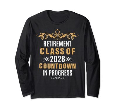 Retirement Class of 2028 Countdown Teacher Retire vintage Long Sleeve T-Shirt