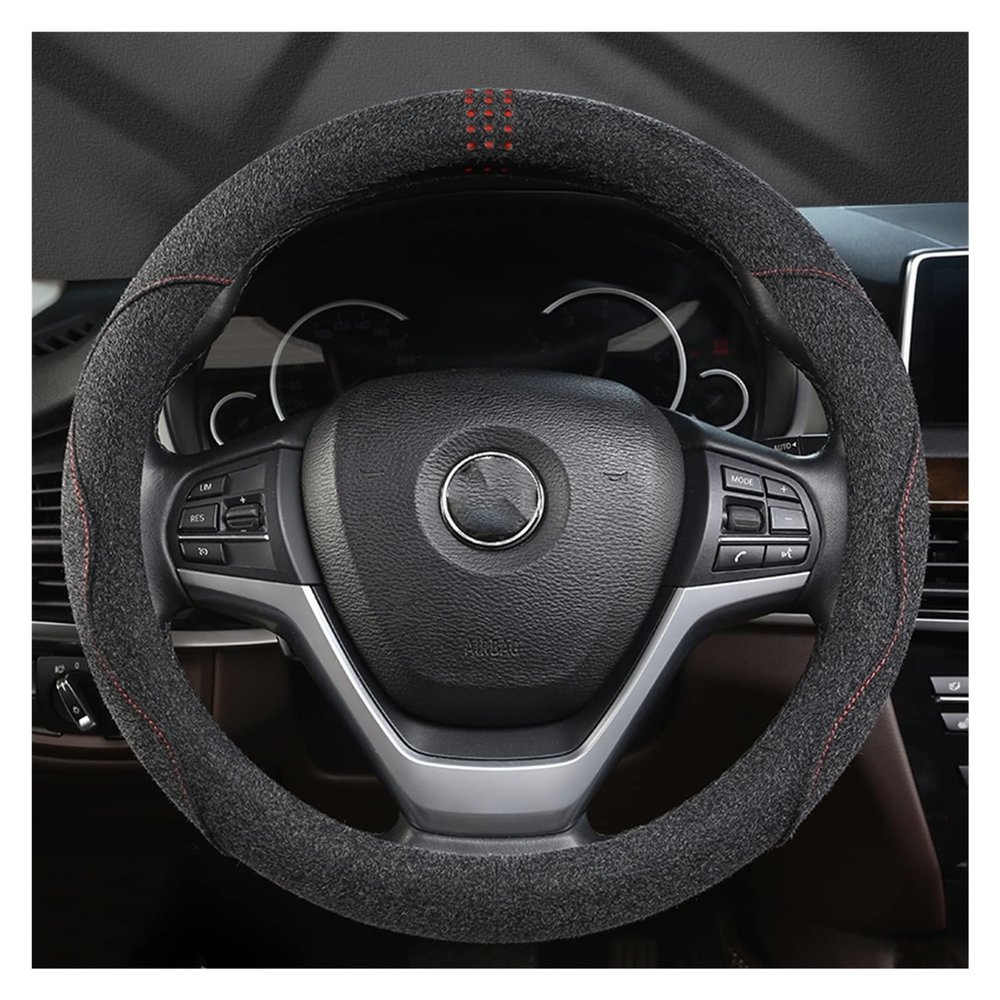 FUERU Car Steering Wheel Cover Set Universal Car Steering Wheel Cover Leather Sweat-Absorbing Breathable Car Interior Accessories (Color : 5#)