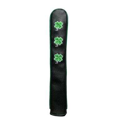 Golf Alignment Stick Cover Leather Cover for Alignment Sticks Golf Alignment Sticks Holder Lucky Clover Golf Club Protector Holds 2 Sticks Clover (Black Golf Alignment Case)