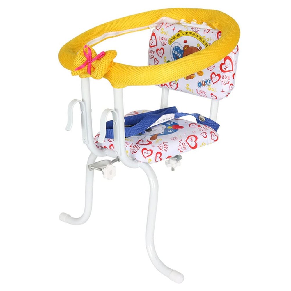 HYQHYX Kids Bike seat White Bike Seat for Kids Front Detachable Bicycle Child Seat, Child Seat with Pedal Rails