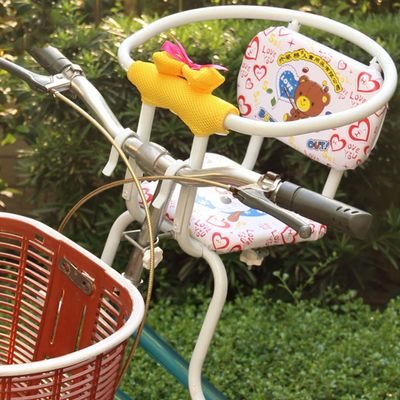 HYQHYX Kids Bike seat White Bike Seat for Kids Front Detachable Bicycle Child Seat, Child Seat with Pedal Rails