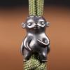 Retro Brass Funny Little Demon King Umbrella Lanyard Bead,Woven Paracord Beads Keychain Tool EDC Zip Necklace Pendant Retro Copper Outdoor Tools Backpack Pendant Accessories view 2