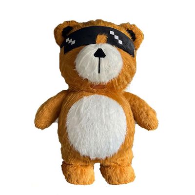 Adult Giant Inflatable Brown Bear Suit Full Body Walkable Mascot Costume for Events Party Blow Up Funny Dress (2.6m)