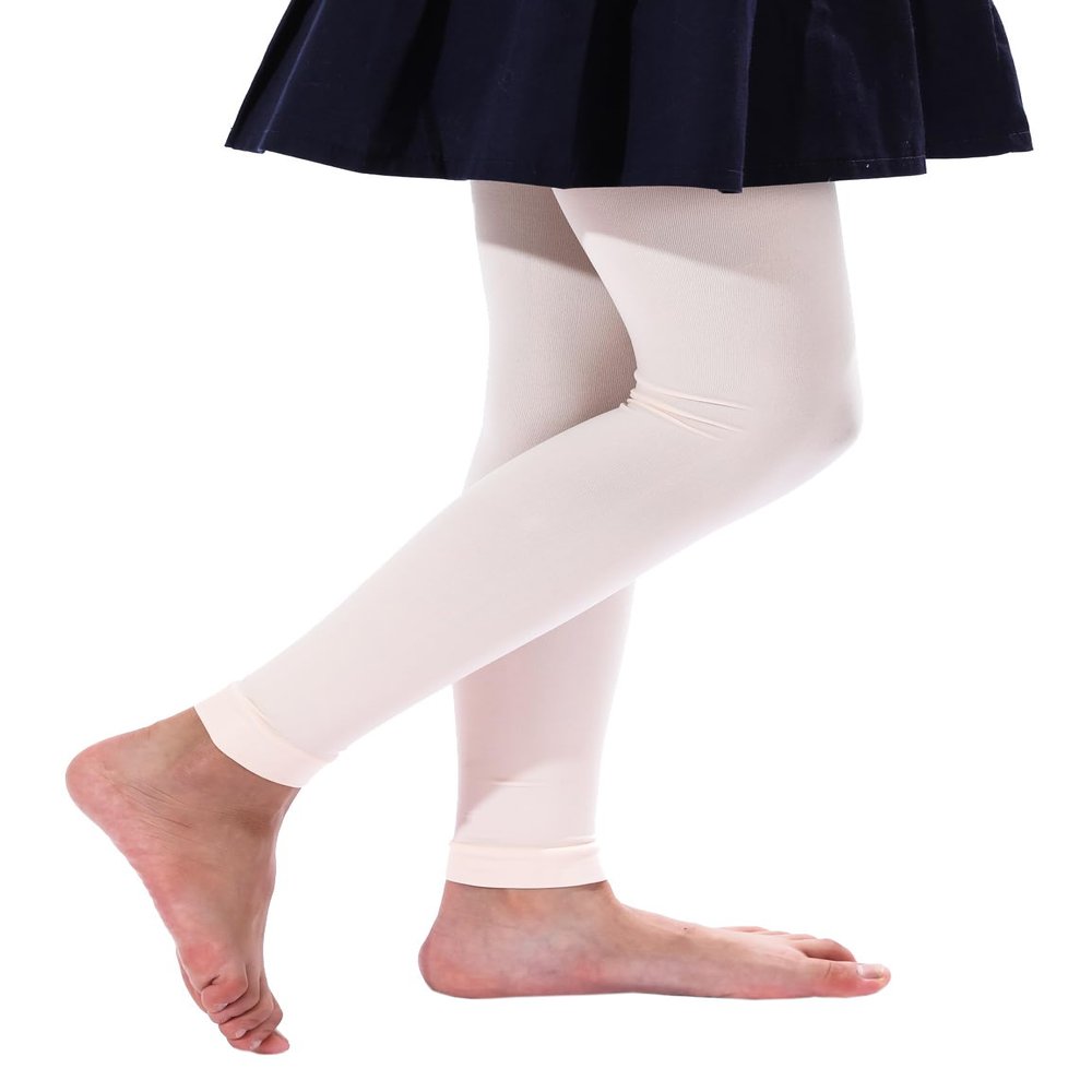 EVERSWE Girl's Microfiber Footless Tights, Ballet Dance Tights, Ultra Soft Leggings (Ballet Pink 4-6)