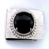25x18 Oval Black Onyx Cab Gem Silver Color Money Clip 1 4/5 Inch x 1 Inch PMC90 view 1