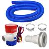 1-1/8 Inch Bilge Pump Plumbing Kit, 1100gph Electric 12v Boat Bilge Water Pump, 6 FT Bilge Pump Hose, 2 Stainless Steel Clamps and Thru-Hull Fitting (Blue)