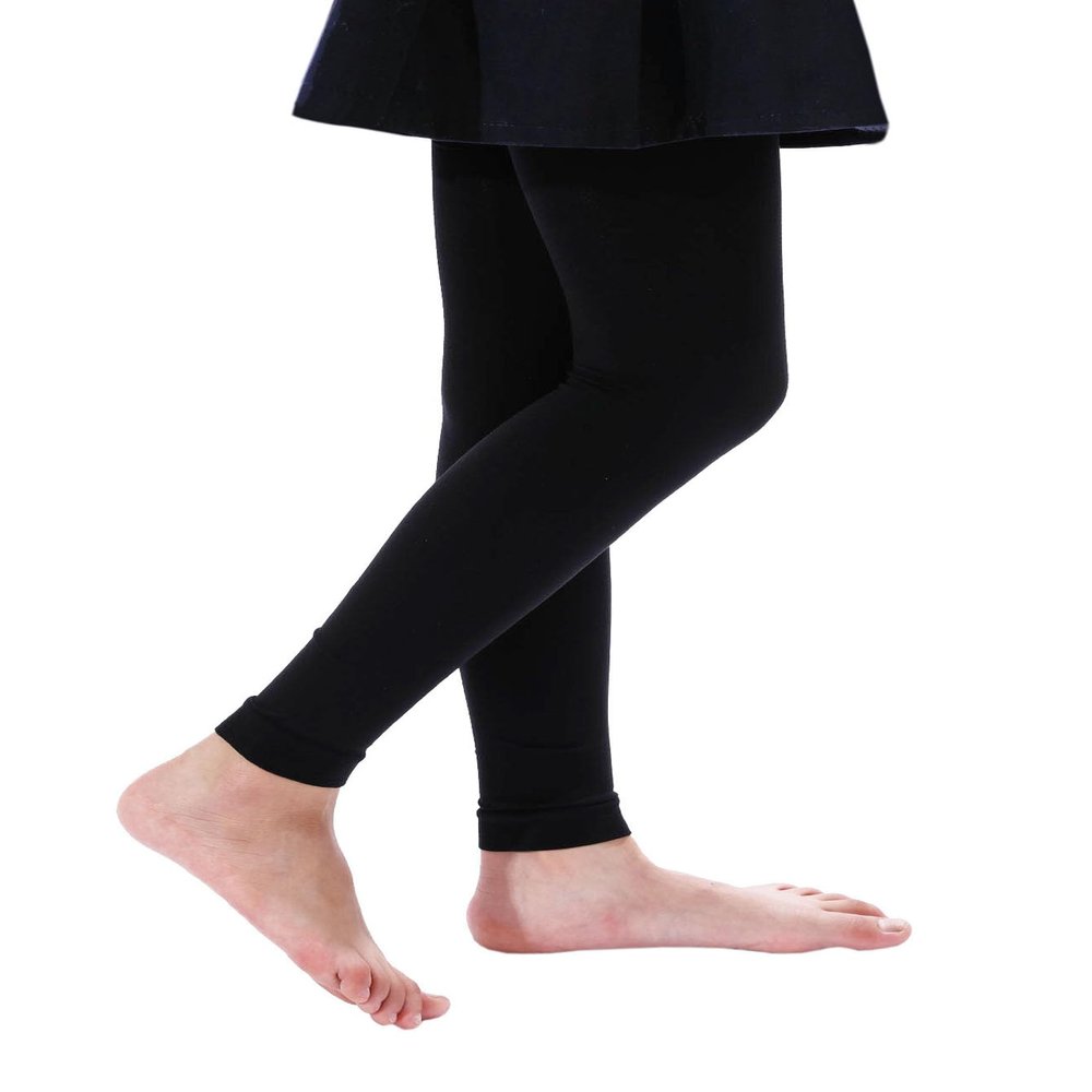 EVERSWE Girl's Microfiber Footless Tights, Ballet Dance Tights, Ultra Soft Leggings (Black 4-6)