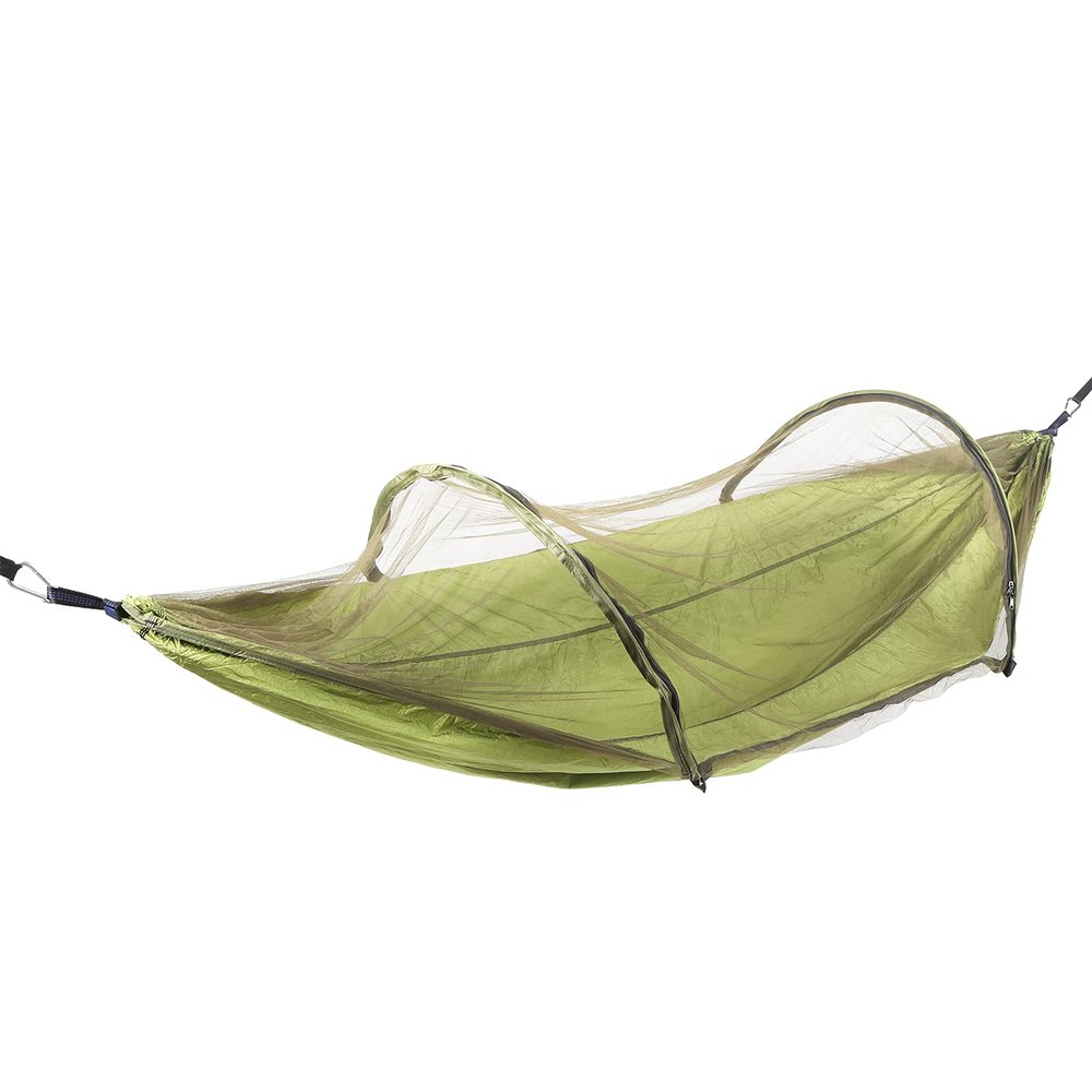 Dilwe Removable Hammock with Net Automatic Quick Opening Hammock Tree Straps Swing Hammock Bed for Camping Backpacking Survival Travel (OD Green)