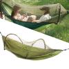 Dilwe Removable Hammock with Net Automatic Quick Opening Hammock Tree Straps Swing Hammock Bed for Camping Backpacking Survival Travel (OD Green) view 2