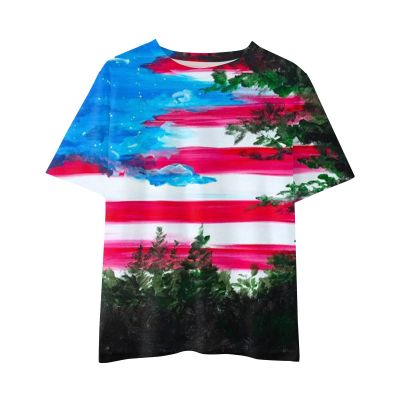 Compression Tops for Girls Kid Toddler Shirts 4 of July 3D Graphic Printed Tees Boys Girls Novelty (Purple, 3-4 Years)