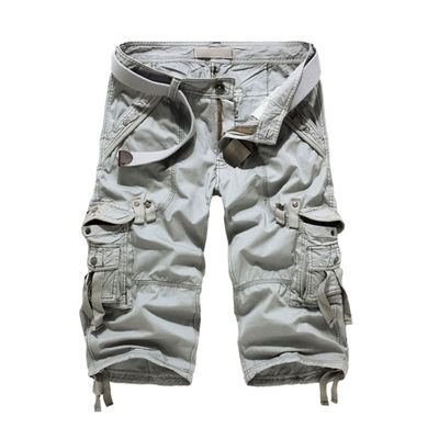 Men's Cargo Loose Multi-Pocket Solid Colour Pants Construction Casual Cotton Trousers Outdoor Work Fit Pants (Light Grey,30)