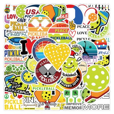 Pickleball Stickers - 50PCS Vinyl Waterproof Ball Game Stickers for Sports Lovers