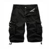 Men's Twill Multi-Pockets Loose Short Pants Drawstring Cotton Zipper Overalls Zipper Cargo Straight Shorts (Black,30) view 1