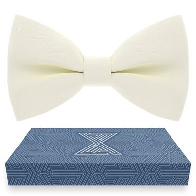 Bow Tie House Boys Classic Pre-Tied Off-white Bow Tie Formal Solid Tuxedo (Medium, Milk)