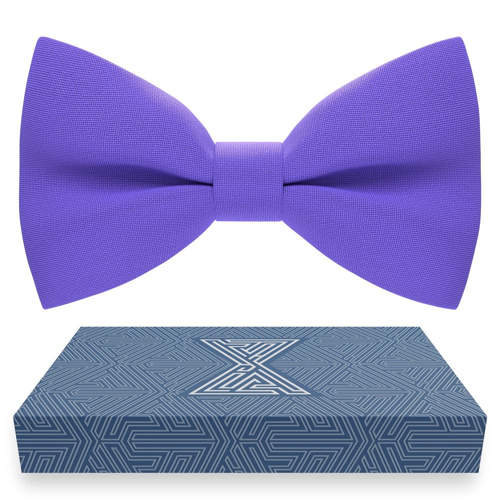 Bow Tie House Men's Classic Pre-Tied True Purple Bow Tie Formal Solid Tuxedo (Large, Purple)