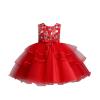 Flower Girl's Dress Princess Puffy Tulle Dress Bridesmaid Wedding Birthday Party Pageant Maxi Prom Gown (Red, 4-5 Years) view 1