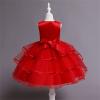 Flower Girl's Dress Princess Puffy Tulle Dress Bridesmaid Wedding Birthday Party Pageant Maxi Prom Gown (Red, 4-5 Years) view 3