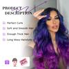 WIGER Long Wavy Wig - Black to Blue to Purple Ombre Color, Curly, Rainbow, Middle Part, Synthetic, Mermaid, Purple, For Cosplay & Daily Use view 2