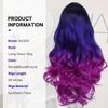 WIGER Long Wavy Wig - Black to Blue to Purple Ombre Color, Curly, Rainbow, Middle Part, Synthetic, Mermaid, Purple, For Cosplay & Daily Use view 4