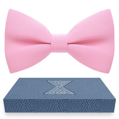 Bow Tie House Babies Classic Pre-Tied Soft Pink Bow Tie Formal Solid Tuxedo (Small, Pink)