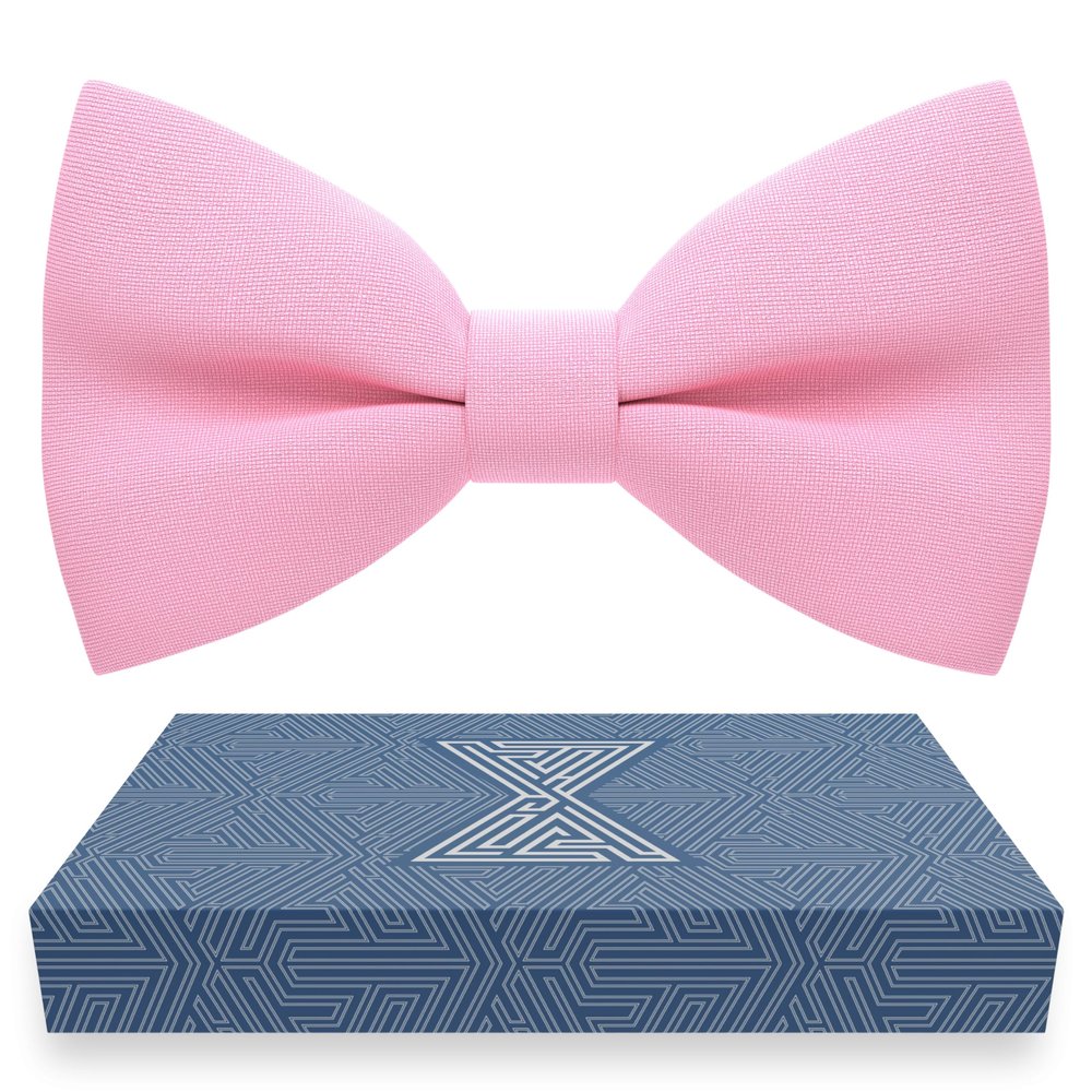 Bow Tie House Babies Classic Pre-Tied Soft Pink Bow Tie Formal Solid Tuxedo (Small, Pink)