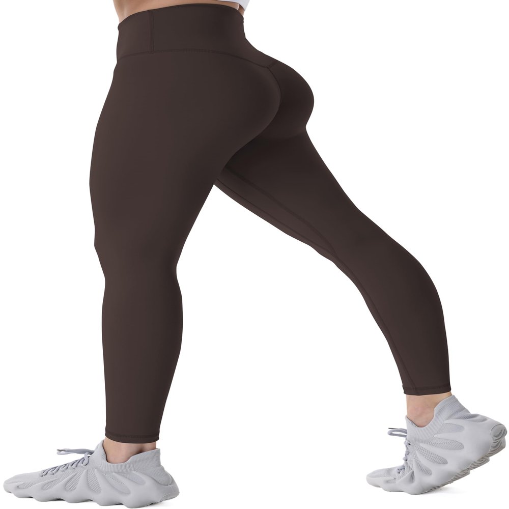 Sunzel Workout Leggings for Women, Squat Proof High Waisted Yoga Pants 4 Way Stretch, Buttery Soft, 28" Inseam Seal Brown, Medium