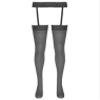 Agoky Women's Glossy Stockings Tights Open Crotch Suspender Pantyhose Oily Floral Lace Stockings Black One Size view 4