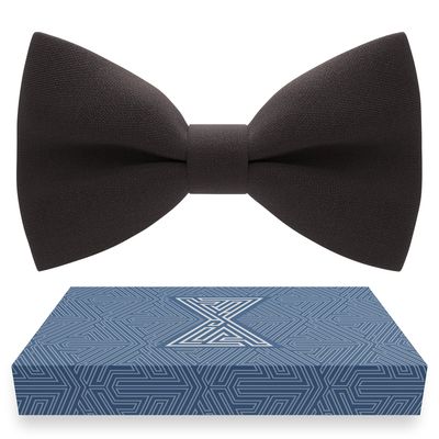 Bow Tie House Babies Classic Pre-Tied Truffle Bow Tie Formal Solid Tuxedo (Small, Dark Brown)