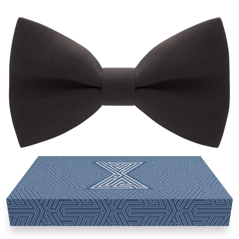 Bow Tie House Babies Classic Pre-Tied Truffle Bow Tie Formal Solid Tuxedo (Small, Dark Brown)
