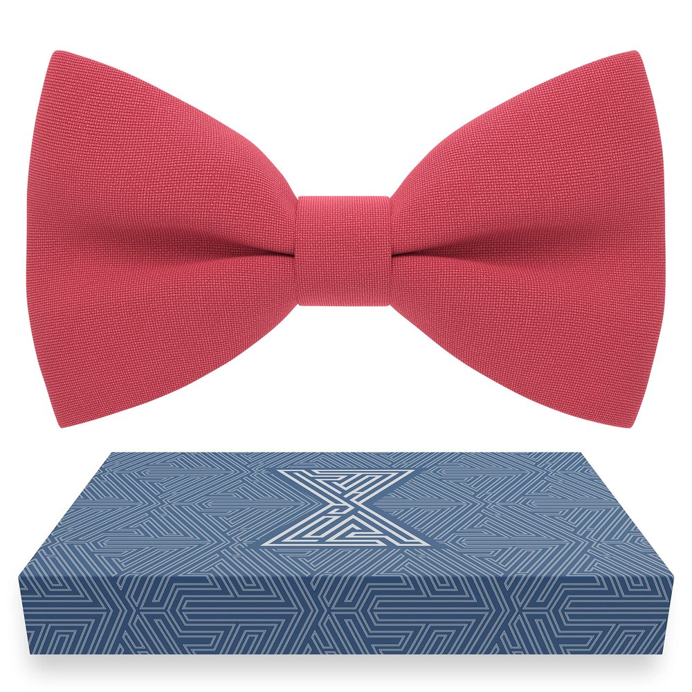 Baby Boys Red Bow Tie Gabardine Fabric Material for Kids Bowtie, Toddler Bow ties Formal Pre-Tied Tuxedo Clip on Shape Infant Handmade Bow ties for Any Ages in Solid Colors (Small, Light Red)