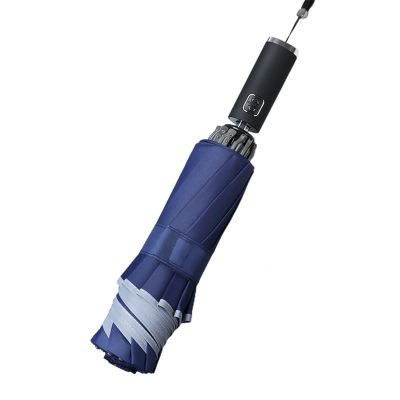 EALLEN Folding Umbrella, Inverted Umbrella Windproof Strong, Auto Open/Close, Anti-UV, Compact, Portable Travel Umbrella with Reflective Stripes for Rain Sun,10 Ribs,Men Women,Blue