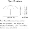 EALLEN Folding Umbrella, Inverted Umbrella Windproof Strong, Auto Open/Close, Anti-UV, Compact, Portable Travel Umbrella with Reflective Stripes for Rain Sun,10 Ribs,Men Women,Blue view 4