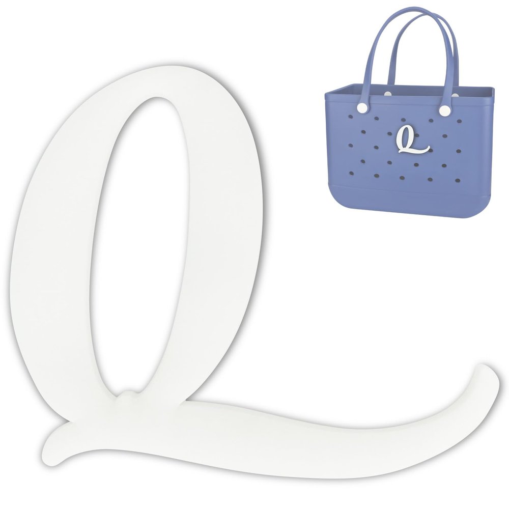 TOYORK Letter Charms for Bog Bag,Decorative Alphabet Bogg Bag Accessories Lettering Insert Charm Compatible with Bogg Bag Original Models,Charms for Rubber Beach Tote Bag White Q