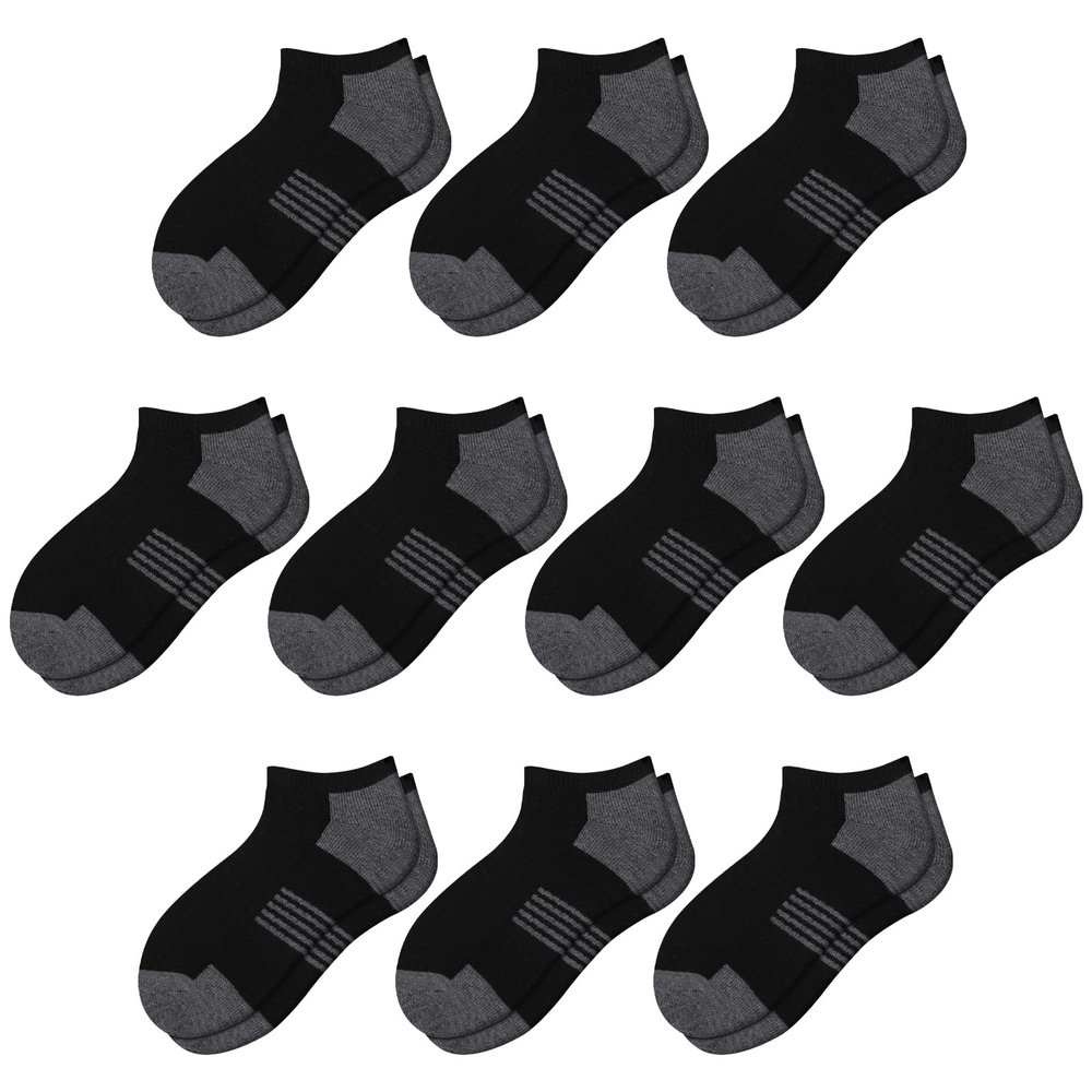 Comfoex 10 Pairs Boys Socks Low Cut Ankle Socks For Kids 8-10 4-6 6-8 Years Old Short Athletic Socks With Cushioned Sole