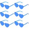 Fengek 6 Pcs Heart Shape Sunglasses Frameless Transparent Glasses Party Favors for Women, Blue view 2