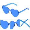 Fengek 6 Pcs Heart Shape Sunglasses Frameless Transparent Glasses Party Favors for Women, Blue view 4