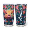 Hyturtle Personalized Gifts For Pig Lover - Pigs With Flower Pritned Custom Name Stainless Steel Tumbler 20oz With Lid - Idea Farm Animal Lover Gifts For Women Girl Kids On Birthday, Christmas view 1