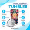 Hyturtle Personalized Gifts For Pig Lover - Pigs With Flower Pritned Custom Name Stainless Steel Tumbler 20oz With Lid - Idea Farm Animal Lover Gifts For Women Girl Kids On Birthday, Christmas view 4