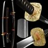 HERO SWORD Damascus Steel Katana Black Samurai Sword Brass Tsuba Fittings Cool Sword Full Tang Sharp Blade Japanese Weapon for Men,Black view 1