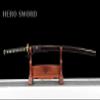 HERO SWORD Damascus Steel Katana Black Samurai Sword Brass Tsuba Fittings Cool Sword Full Tang Sharp Blade Japanese Weapon for Men,Black view 2
